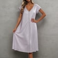 thumbnail image 2 of LINGLANG Women's Ice Silk V Neck Nightgown Short Sleeve Cooling Sleep Dress Lightweight Breathable Summer Lounge Dress Soft Casual Homewear Nightshirt Elegant Comfortable Sleepwear, 2 of 4