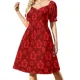 thumbnail image 2 of Vestido sin mangas con estampado floral rojo sobre rojo ropa para mujer vestidos cortos vestido atrevido, 2 of 7