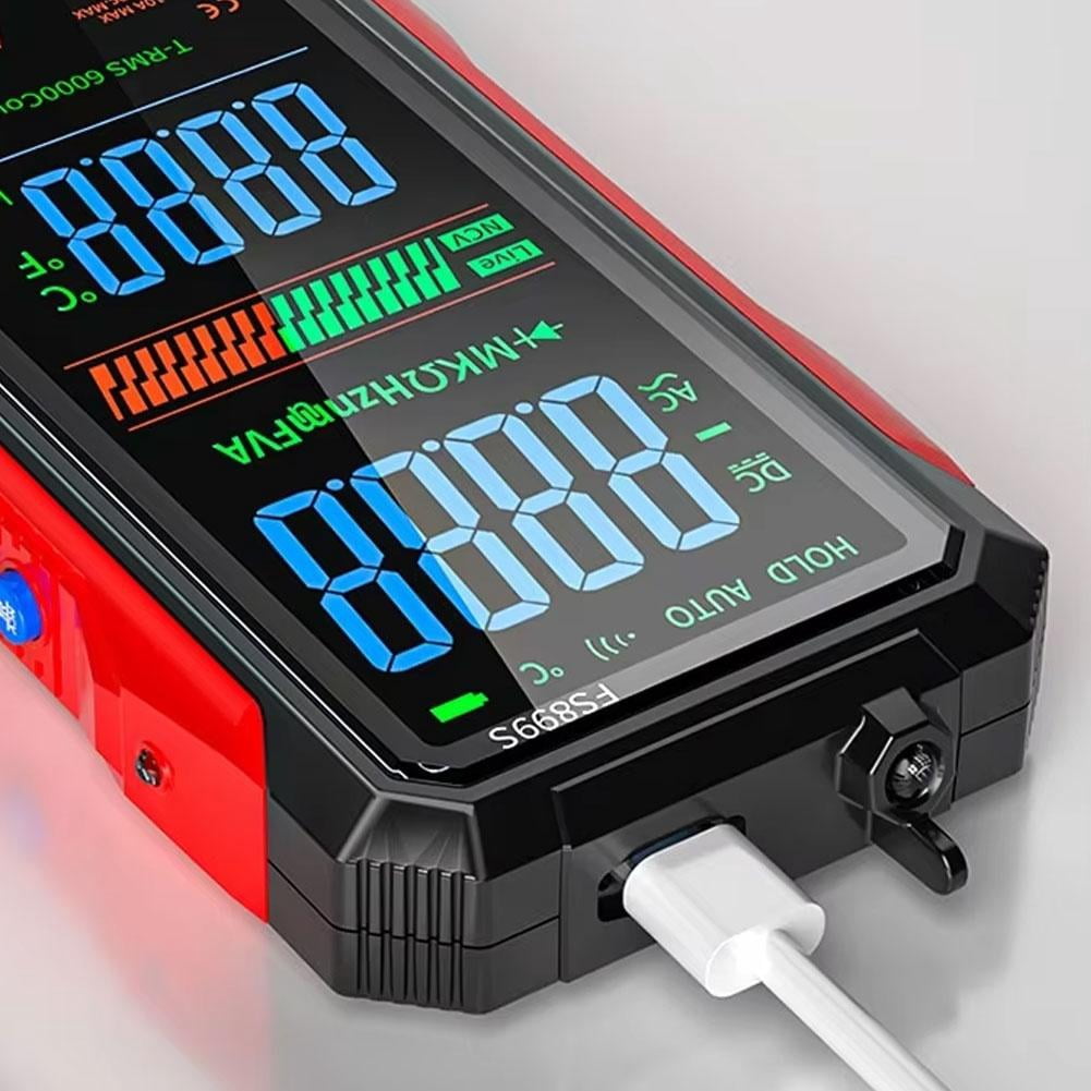Digital Multimeter True RMS Voltage Current Tester, Capacitance Resistance Continuity Frequency NCV Detection with Large Color Screen, Voice Broadcast, USB Charging for Electricians DIY