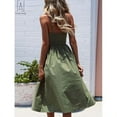 thumbnail image 5 of Gustave Women Summer Midi Dresses Sleeveless Button Down V-Neck Floral Boho Sundress Spaghetti Strap Swing Casual Beach Dress with Pockets "Green, XL", 5 of 9