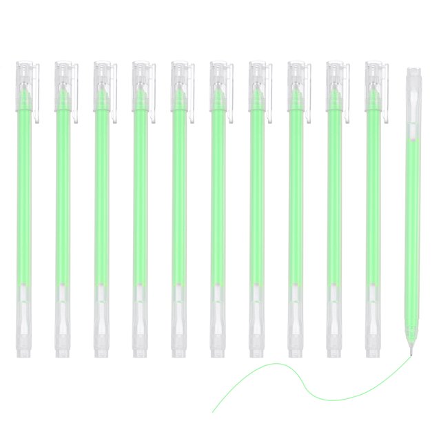 Uxcell 12 Pcs Colored Gel Pens, 0.5mm Fine Point Pastel Gel Pens High Light Ink for DIY Projects Painting Journaling Notebook Black Paper Drawing, 15cm Length Green Ink
