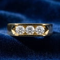 thumbnail image 4 of Pompeii 3/4 Ct Diamond Three Stone Mens Wedding 3 Round Jewelry Ring 10k Yellow Gold, 4 of 5
