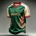 thumbnail image 2 of Mexico Soccer Jersey Men 2026 Soccer Shirt 2D Graphic V Neck Short Sleeve Summer Tee Green XL, 2 of 4