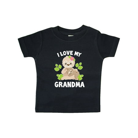 

Inktastic Cute Sloth I Love My Grandma with Leaves Gift Baby Boy or Baby Girl T-Shirt