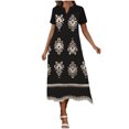 thumbnail image 2 of Ovzne Robes d'Été pour Femmes 2025 Robe de Plage Mode Robe d'Été Décontractée Col en V Manches Courtes Imprimé Bouton Robes de Plage Boho Robe en Dentelle Robes de Vacances Manches Courtes, 2 of 6