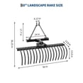 thumbnail image 2 of Heavy Duty 50 Inch 3 Point Landscape Rock Rake for Category 0 & 1 Tractors, 360° Rotating with Replaceable Spring Steel Tines, Quick Mount for Soil Prep Brush Clearing, Orange or Black, 2 of 7
