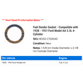 thumbnail image 2 of Fuel Sender Gasket - Compatible with 1928 - 1931 Ford Model AA 3.3L 4-Cylinder 1929 1930, 2 of 2
