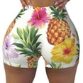 thumbnail image 2 of Balery Hawaiian Pineappl Pantalones cortos de entrenamiento estampados para mujer, sin costuras, ajustados, para gimnasio, yoga, correr, deportes, ejercicio activo, fitness.-Large, 2 of 8