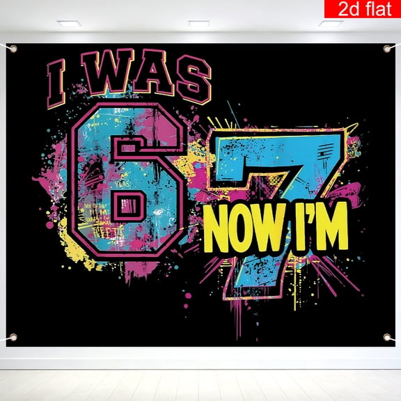 Graffiti 7th Birthday Backdrop I was 6 Now I'm 7 Hip-Hop Graffiti Style Background for Boys Colorful Paint Splatter Spray Paint Street Art Birthday Party Decorations Banner Photo Booth Props