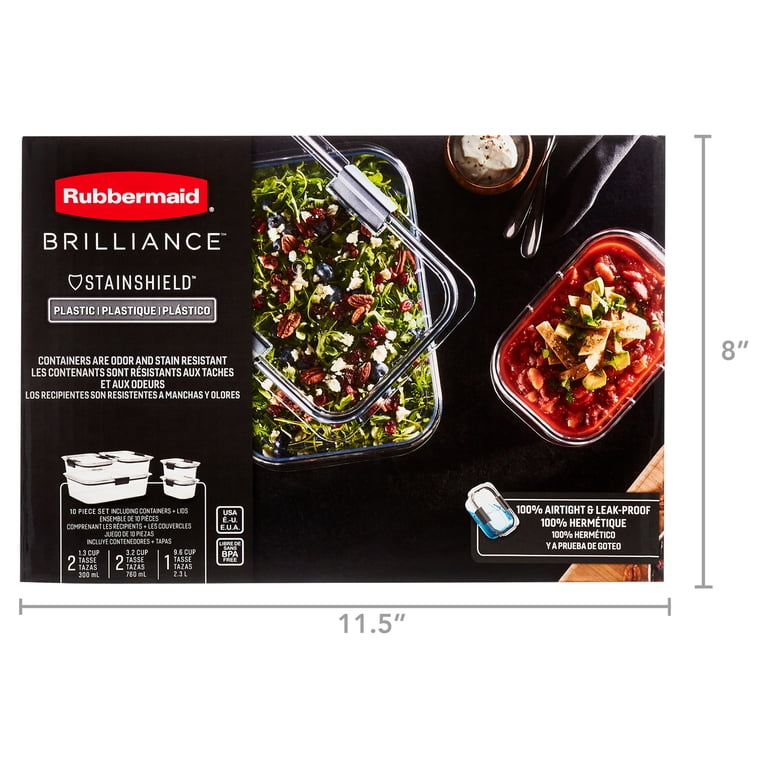 Rubbermaid, Food Storage Containers, 10 Piece Set, Leak-Proof, BPA