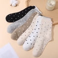 thumbnail image 6 of Bocaoying 6 Pairs Women's Crew Socks, Polka Dot Socks for Women, Cotton Retro Cute Casual Socks, Mid Calf Novelty Socks, Breathable Office & Daily Wear, Size 6-8.5, White/Black/Gray/Beige/Brown, 6 of 8