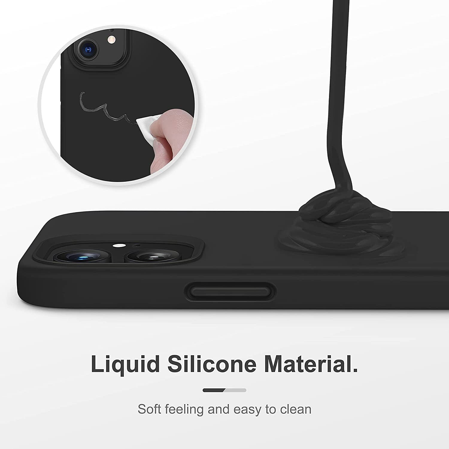 CellEver Heavy-Duty Silicone Case for iPhone 12/12 Pro - Two Shatterproof Glass Screen Protectors, Military Drop Protection, Scratch-Free Interior, Black