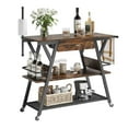 thumbnail image 3 of Bestier Kitchen Island Cart with Drawer Coffee Bar Station with Storage Rustic, 3 of 9