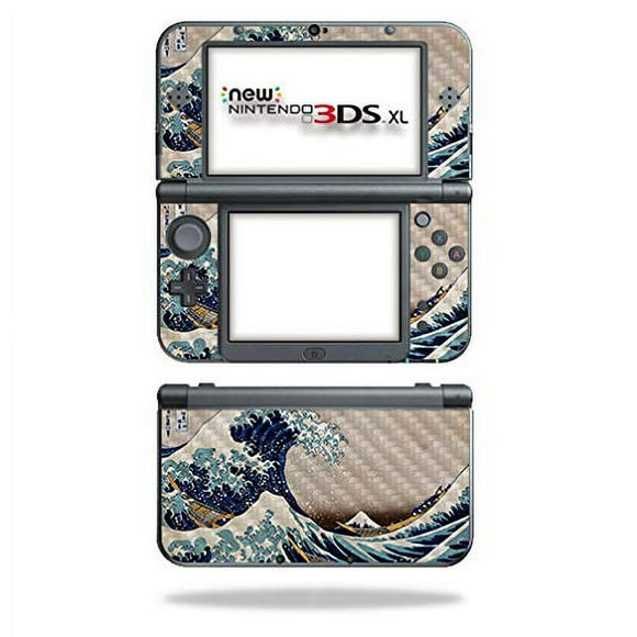 MightySkins Peau en Fibre de Carbone pour Nintendo New 3DS TG (2015) - Great Wave of Kanagawa / Protectrice, Finition en Fibre de Carbone Texturée Durable / Facile à Appliquer, Enlever et Changer les Styles / Fabriqué
