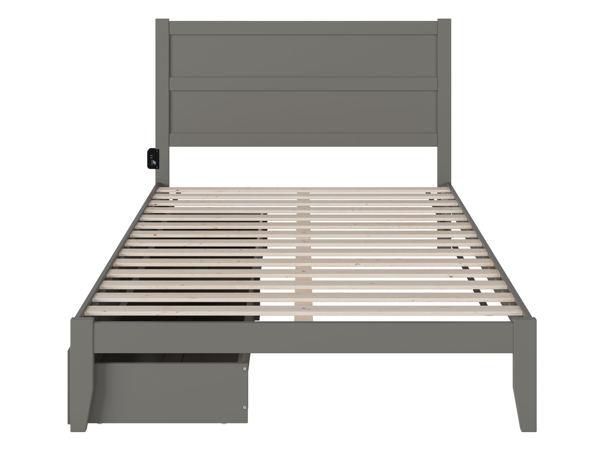 AFI NoHo 14" Queen Wood Platform Bed Frame with Set of 2 Storage Drawers, Grey