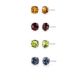 thumbnail image 2 of Paris Jewelry 14k White Gold 4Ct Created Citrine, Garnet, Peridot and Alexandrite 4 Pair Round Stud Earrings Plated, 2 of 2