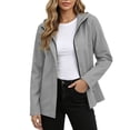 thumbnail image 4 of Brnmxoke Imperméables pour Femmes avec Capuches, Imperméables, Légers, Été, Unis, Cordon de Serrage, Veste de Pluie à Fermeture Éclair, Décontractée, Randonnée, Plein Air, Coupe-Vent avec Poches, Gris, P, 4 of 7