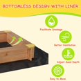 thumbnail image 2 of Wooden Sandbox with Adjustable Canopy, Outdoor Sand Box with 2 Storage Boxes & Bottom Liner for Ages 3-8, Spacious Kids Sand Pit for Backyard, Beach, Patio, 2 of 9