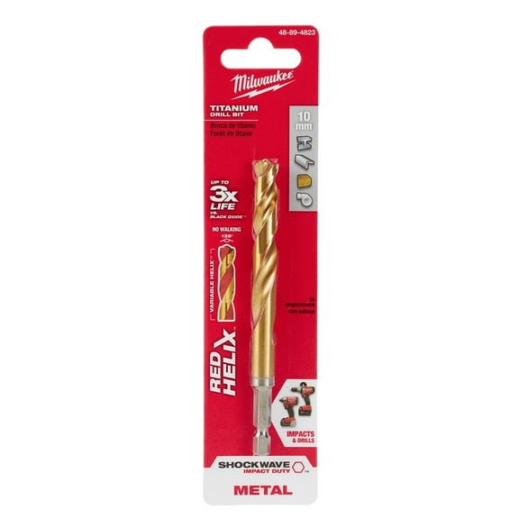 Pack of 1, Milwaukee 48-89-4823 Metric Shockwave Titanium Red Helix 10 Mm