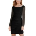 thumbnail image 2 of Tranfacy Robe d'Été pour Filles, Enfants, Manches Longues, Couleur Unie, Col Rond, Robe Décontractée Trapèze pour Préados, 2 of 6