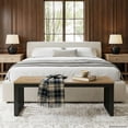 thumbnail image 2 of Finmind End of Bed  Bench, 47 inch  Industrial Indoor Bench for Entryway, Foyer, Bedroom, Living Room, Brown & Black, 2 of 11