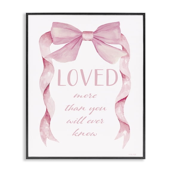 Stupell Industries Glam Loved More Sentiment Pink Ribbon Black Framed Giclee Art, 11 x 14, by Cindy Jacobs