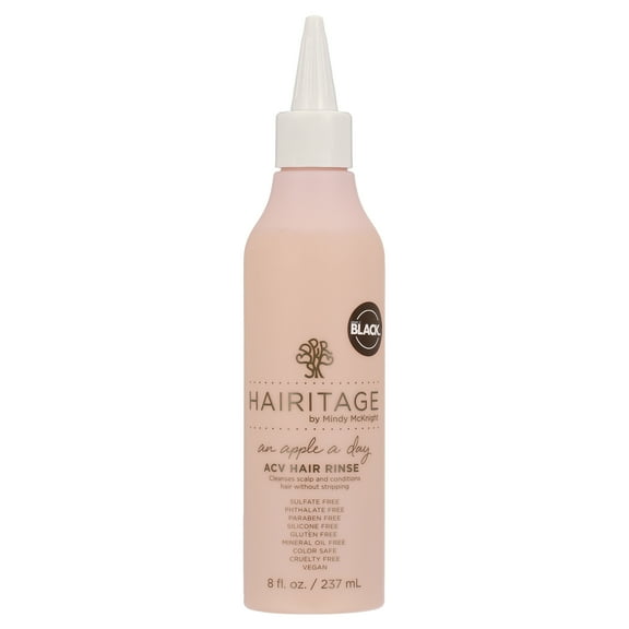 Hairitage Apple Cider Vinegar Hair Rinse - Make It Black Celebration - Sulfate Free Gentle Scalp Scrub & Hair Softening Shine Treatment, 8 oz.