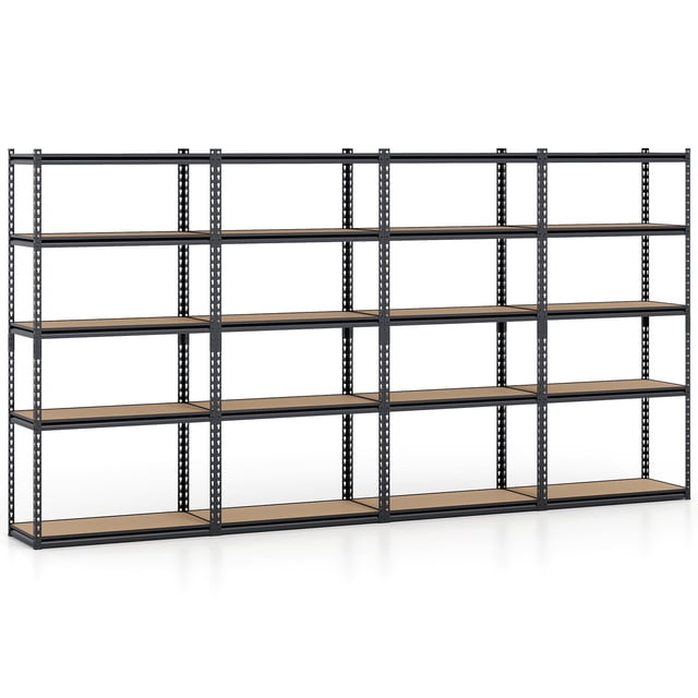 Gymax 4 Pcs Unité d'Étagères de Garage à 5 Niveaux 2200 LBS Étagères de Rangement en Métal Robuste