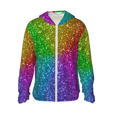 Sigee Colorful Glitter Print UPF50+ Men s Sun Protection Hoodie Shirt SPF UV Shirt Long Sleeve Fishing Outdoor Lightweight S-3XL