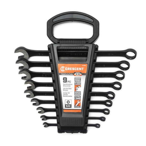 Crescent CCWS9BS 9 Pc. X10 12 Point Long Pattern Combination SAE Wrench Set