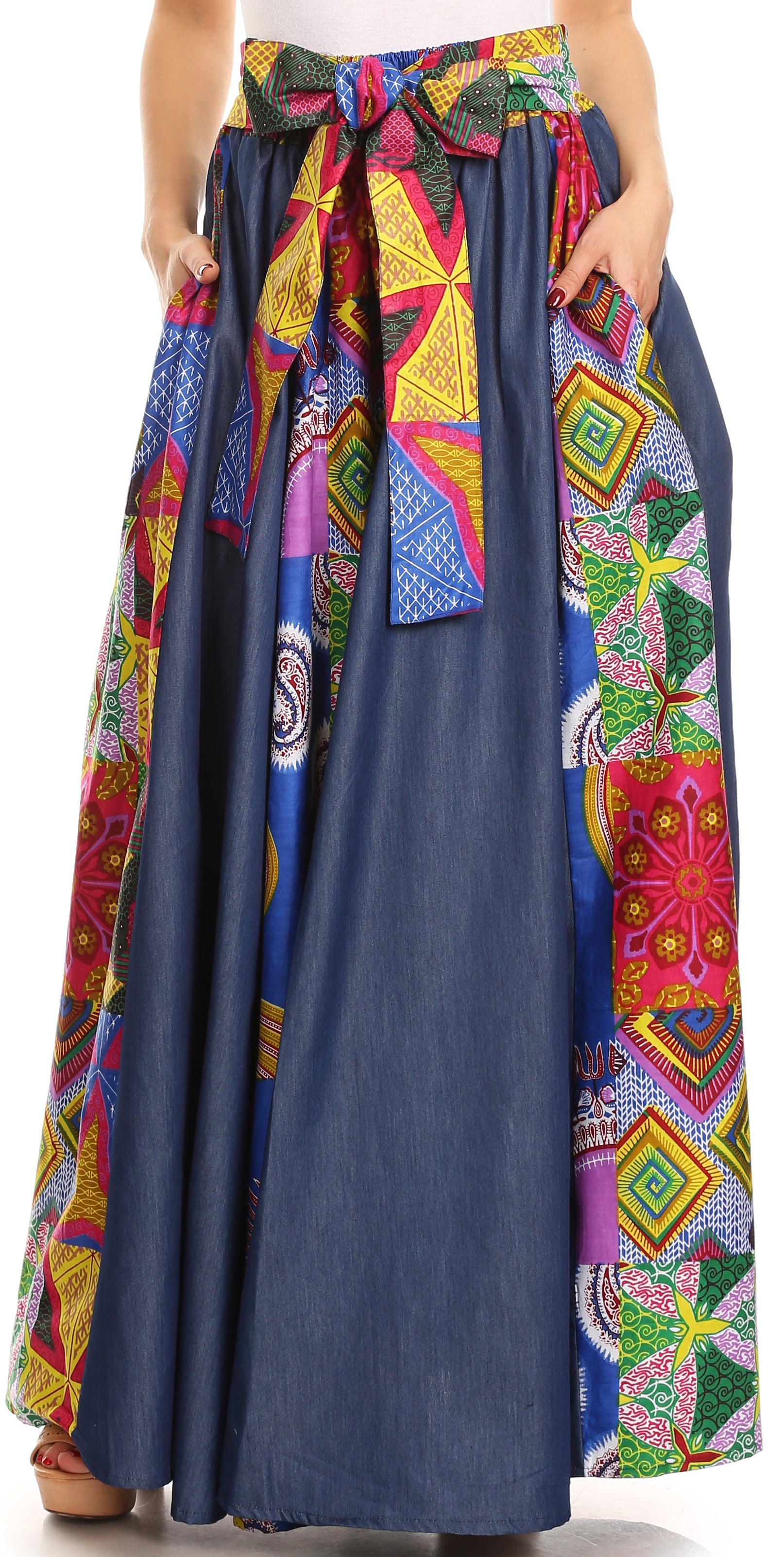 Women Ladies Ankara Summer African Print Maxi Skirt  Multi Colours UK Size 14