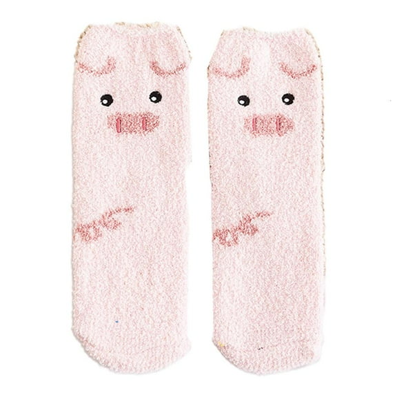 lanema Women Cartoon Animal Winter Fuzzy Slipper Socks Panda Dog for Pattern Thick Coral Warm Floor Hosiery
