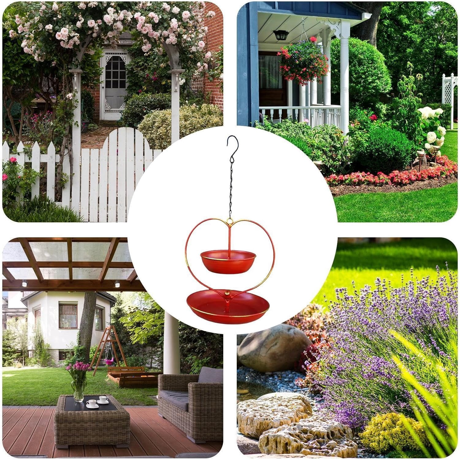 Heart-Shaped Hanging Bird Feeder, Double Layer Iron Feeder for Outdoor Garden, Retro Balcony Decor, Wildlife Accessory for Backyard Bird Feeding