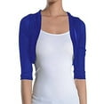 thumbnail image 2 of Fashion Secrets Junior's Sheer Chiffon Bolero Shrug Jacket Cardigan 3/4 Sleeve (Medium, Dark Royal Blue), 2 of 2