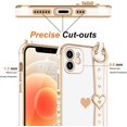 thumbnail image 5 of for iPhone 12 Case Cute Love-Heart Plating Wristband Phone Cover for Women Girls Bling Soft Silicone Camera Lens Protection Bumper Shockproof Wrist Phone Case for iPhone 12 (6.1'') - White, 5 of 14