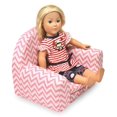 Badger Basket Upholstered Doll Chair with Foldout Bed Pink Chevron