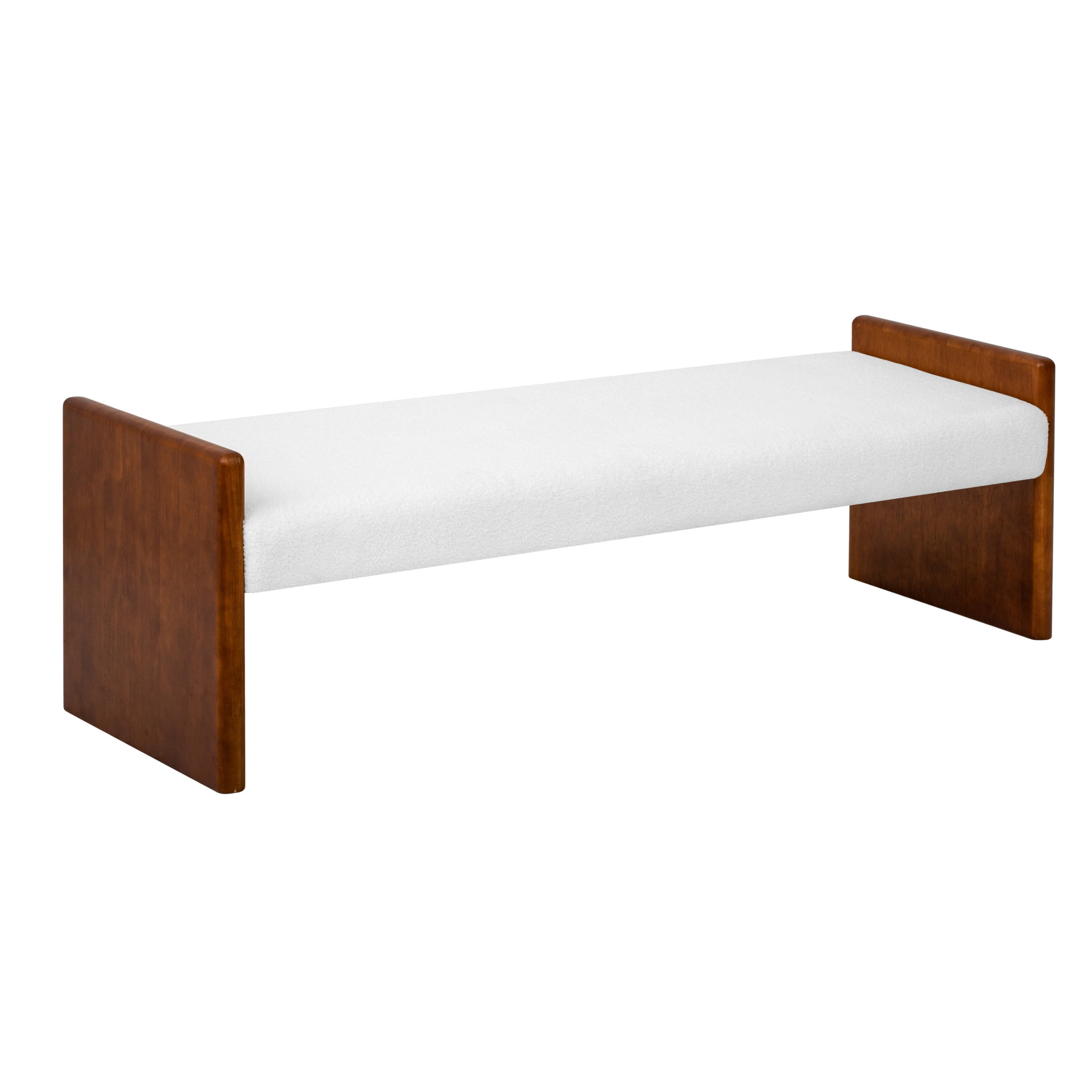 Christopher Knight Home 63" Modern Boucle Upholstered Decorative Ottoman Bench, Wood Frame, White
