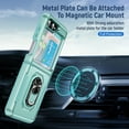 thumbnail image 6 of Nalacover Heavy Duty Case for Samsung Galaxy Z Flip5 with Rotated Ring Holder Kickstand Bracket, Military Grade Rugged Cover with Magnetic Car Mount TPU Shockproof Lens Protective Case, Green/Green, 6 of 10