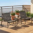 thumbnail image 3 of Outdoor Patio Bistro Set, 3-Piece Textilene Conversation Furniture with Chairs and Coffee Table, All-Weather Rust-Proof Balcony Set for Porch/Backyard/Deck, Black, 3 of 7