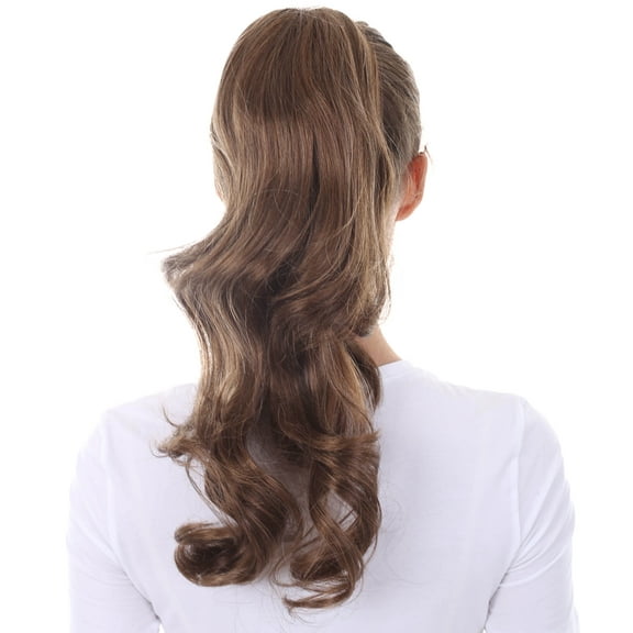 HPO Adult Women Loose Wavy Ponytail Extension, Color Dark Brown, 20 inch Length