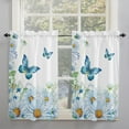 thumbnail image 2 of 54 Inch Long Tier Curtains for Kitchen, Daisy Butterfly Dragonfly Watercolor Bathroom Window Curtains Rod Pocket Short Curtains Window Treatment Tiers for Living Room Farmhouse 2 Panels, 2 of 5