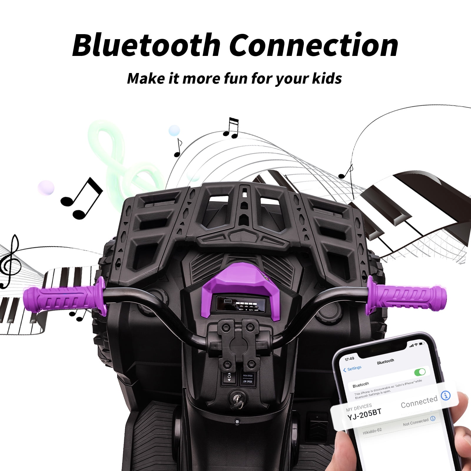 Hikiddo Kids ATV 4-Wheeler, 24 Volt 4WD Ride On Toys for Big Kids w/ 2 Seater, 4x200W Motor, 5.6Mph Max Speed - Purple