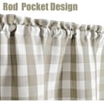 thumbnail image 2 of Buffalo Plaid Valance Farmhouse Kitchen Curtain Linen White Sheer Check Rod Pocket Rustic Window Treatment for Living Room Kitchen,1 Panel,55''''x15'''',Linen and White, 2 of 6