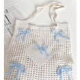 thumbnail image 6 of Bow Beach Bag,Topboutique Bow Tote Bag,Bow Crochet Handbags,Crochet Hollow Out Shoulder Tote Bag,Casual Knitted Totes Handbags for Girls Summer Beach Shopping,1 Pc Blue,Topboutique, 6 of 7