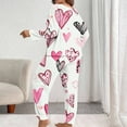 thumbnail image 5 of Satin Pajama Set for Women Womens Plus Size Pajamas Set 2 Piece Long Sleeve Sleepwear Top Loose Pants Soft Heart Printed Loungewear Sets for Casual Valentine's Red 3XL, 5 of 6