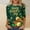A459 Multicolor, variant on St. Patrick's Day Long Sleeve Top for Women Novelty Leprechaun Hat and Gold Coin Pile Graphic Crewneck Loose Fit Festive Theme Holiday Celebration Shirt