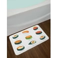 thumbnail image 2 of Sushi Bath Mat, Exotic Japanese Cuisine Infographic with Temaki Futomaki Gunkan and Nigiri, Plush Bathroom Decor Mat with Non Slip Backing, 29.5" X 17.5", Multicolor, by Ambesonne, 2 of 2