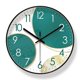 thumbnail image 1 of Reloj de pared redondo con diseño geométrico moderno, 30 cm, color verde y dorado, 1 of 1