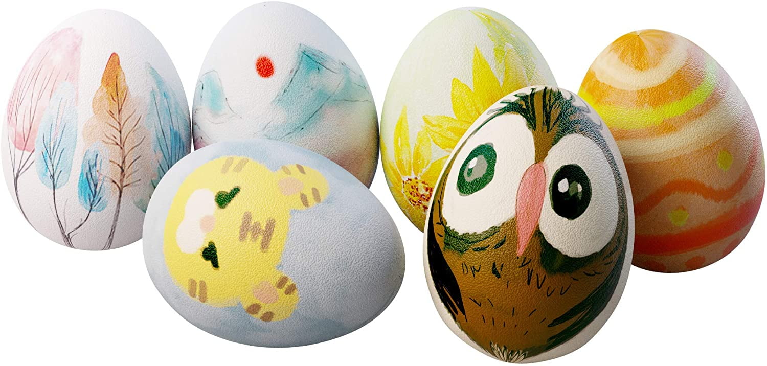 Dan&Darci Easter Egg Squishy Painting Kit - Arts and Crafts for Girls and Boys - Kids Art Activities - Craft Gift for Kids Ages 4-10 year old Girls - Decorate 6 Slow Rising White Squishies with Paint