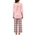 thumbnail image 4 of Aoujea Save up to 50% Womens Sets Long Sleeve Plus Size Pajamas for Women Comfy Fashion And Casual Loose Printed Round Neck Button Up Long Sleeved Pants Pajama Set Gift for Women, 4 of 7